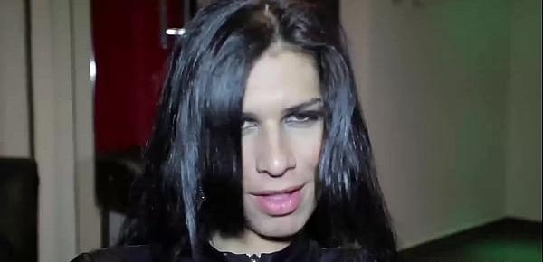  Slutty transsexual Renata Araujo takes a massive prick
